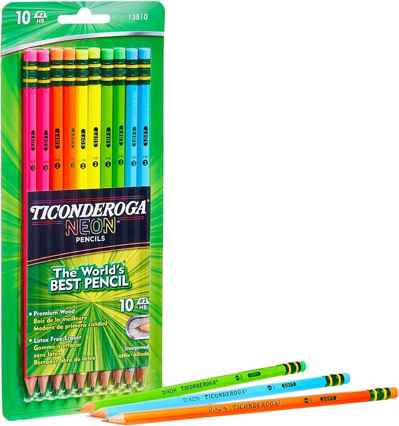 Dixon Ticonderoga No.2 Pencils, Assorted Neon, 10-Pack (2-Pack) - Image 2